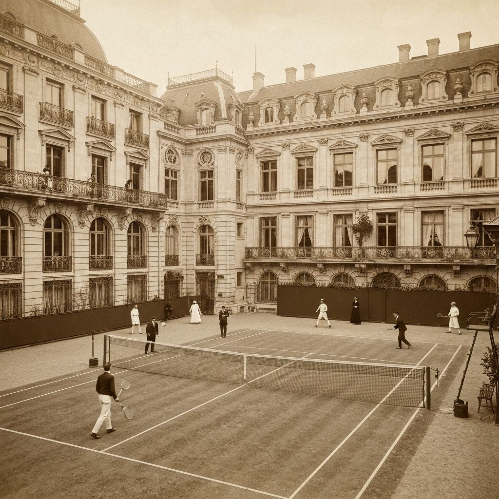 Archív fénykép egy 20. századi teniszpályáról Magyarországon